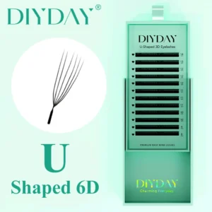 Rzęsy przedłużające U-6D Bloom gęste naturalne faux mink DIYDAY Czarny i srebrny