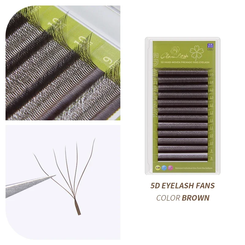 Rzęsy do przedłużania GLAMLASH 3D 4D 5D W-kształt — naturalne wachlarze Easy Fan Jasny niebieski