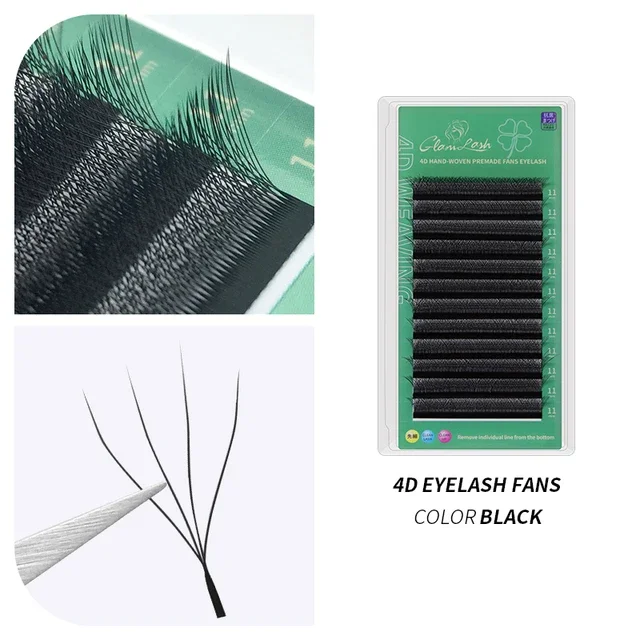 Rzęsy do przedłużania GLAMLASH 3D 4D 5D W-kształt — naturalne wachlarze Easy Fan Niebieski