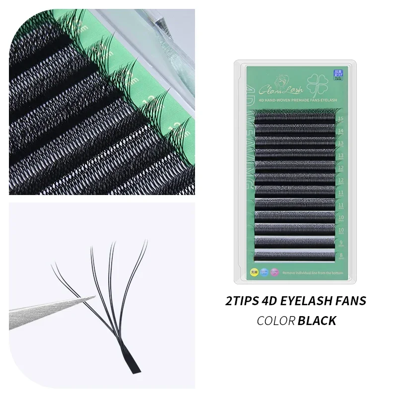 Rzęsy do przedłużania GLAMLASH 3D 4D 5D W-kształt — naturalne wachlarze Easy Fan Różowa czerwień