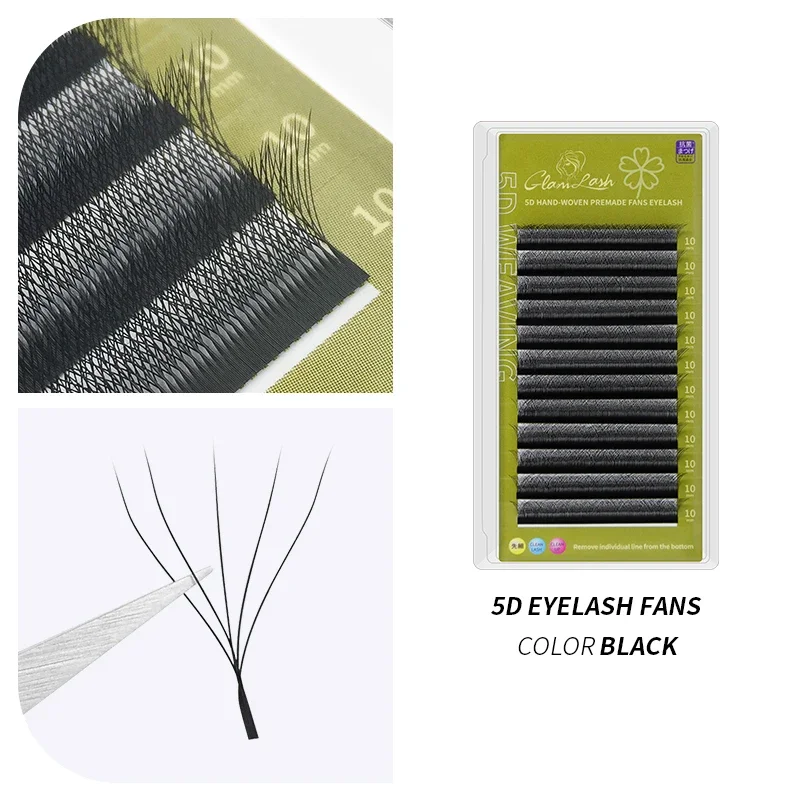 Rzęsy do przedłużania GLAMLASH 3D 4D 5D W-kształt — naturalne wachlarze Easy Fan Różowe złoto