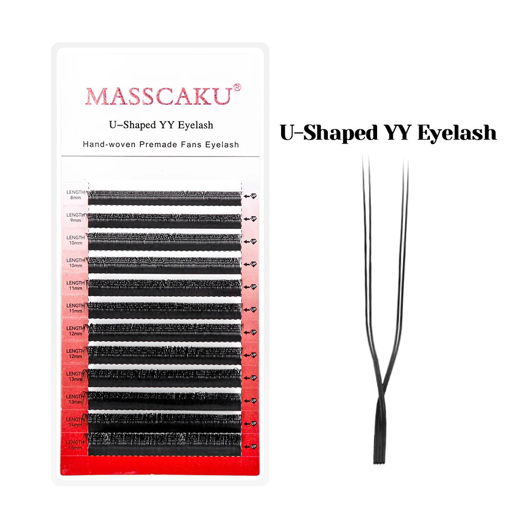 Rzęsy YY U-shape MASSCAKU premade volume fan C D curl mix Czarny i czerwony