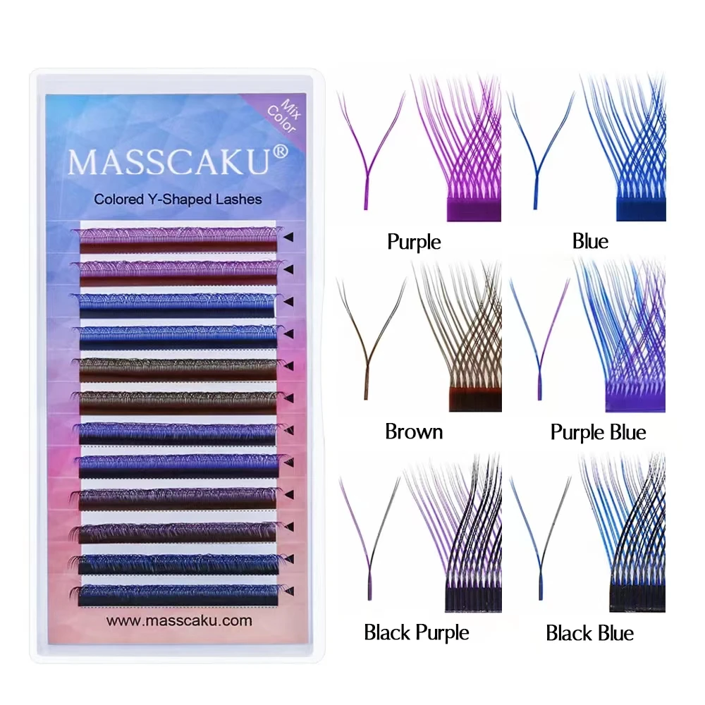 Rzęsy YY U-shape MASSCAKU premade volume fan C D curl mix Szczotkowany mosiądz