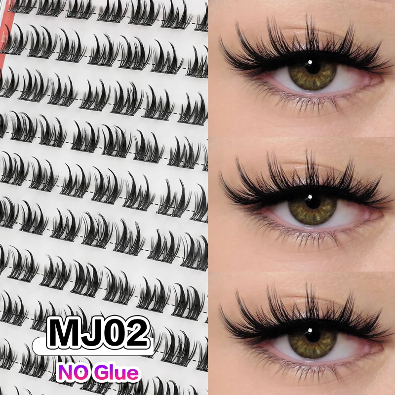 Samoprzylepne rzęsy DIY 100 klastrów bez kleju Jasny