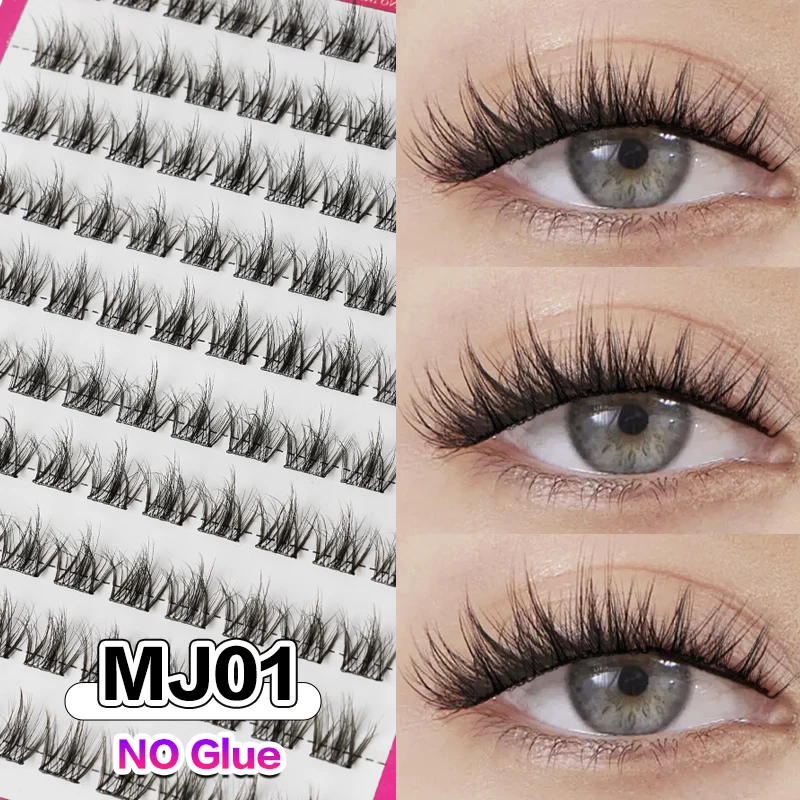 Samoprzylepne rzęsy DIY 100 klastrów bez kleju Szczotkowany chrom