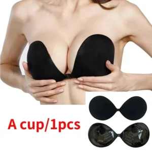 Samoprzylepny biustonosz silikonowy push-up bez pleców Czarny