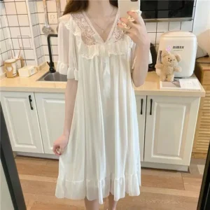 Satynowa koszula nocna plus size z koronką 4XL Khaki