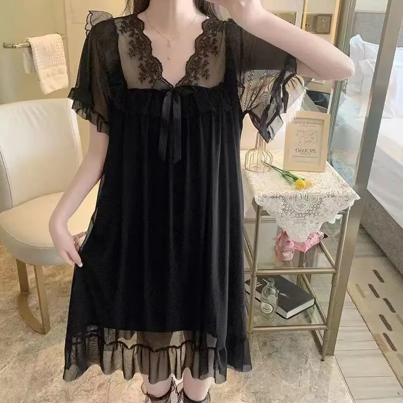 Satynowa koszula nocna plus size z koronką 4XL Pomarańczowy