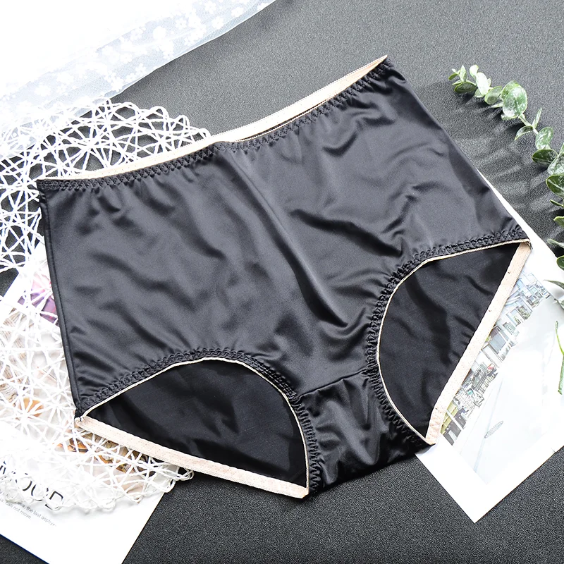 Satynowe majtki z wysokim stanem plus size Czarny