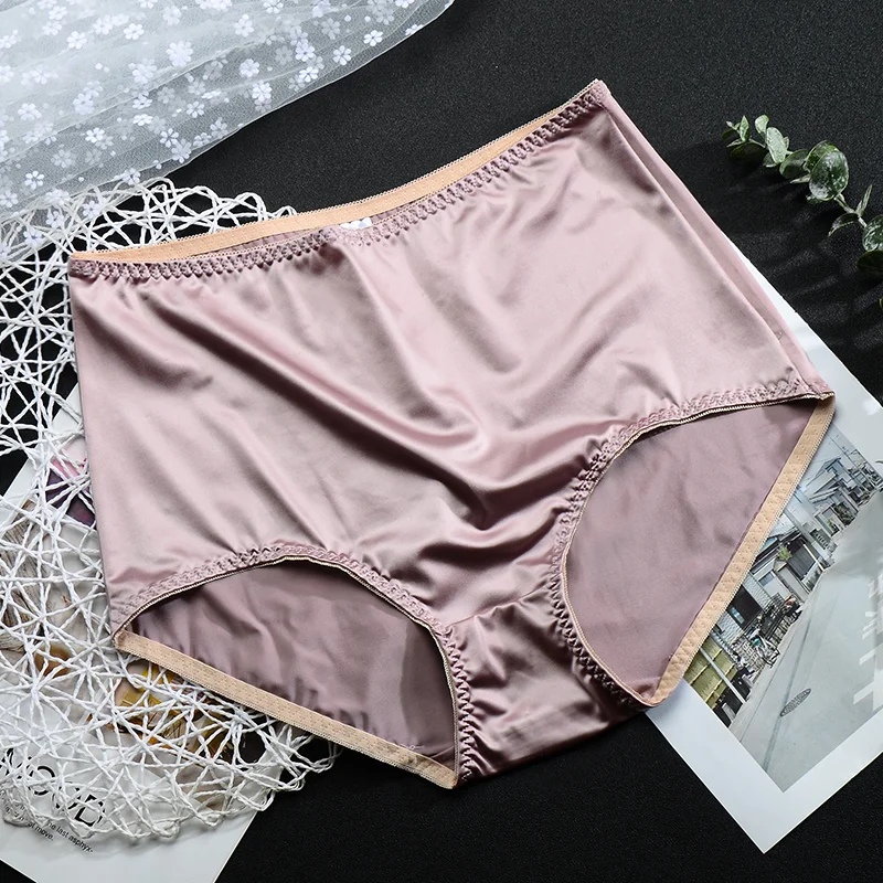 Satynowe majtki z wysokim stanem plus size Różowy