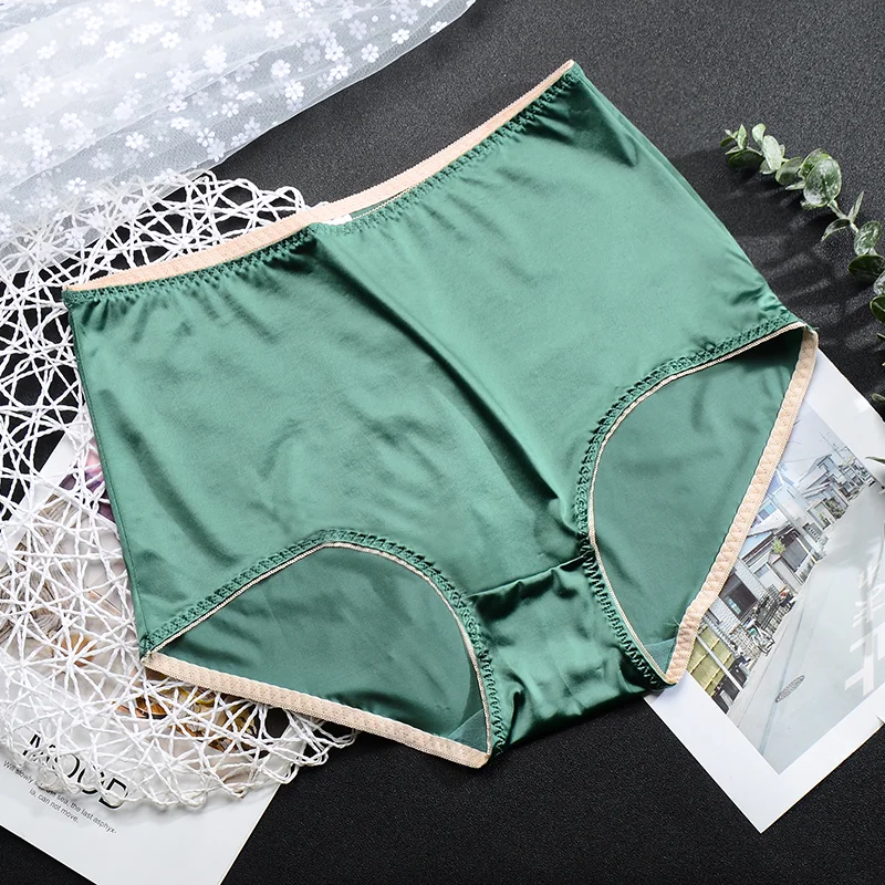 Satynowe majtki z wysokim stanem plus size Zielony