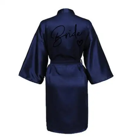 Satynowy szlafrok kimono dla druhny Granatowy