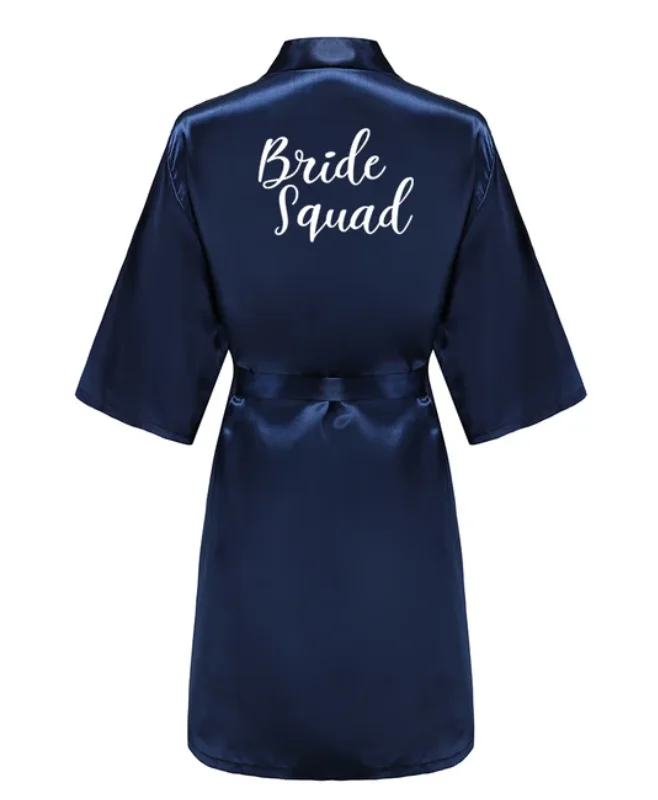 Satynowy szlafrok ślubny plus size kimono dla druhny i panny młodej Armijna zieleń