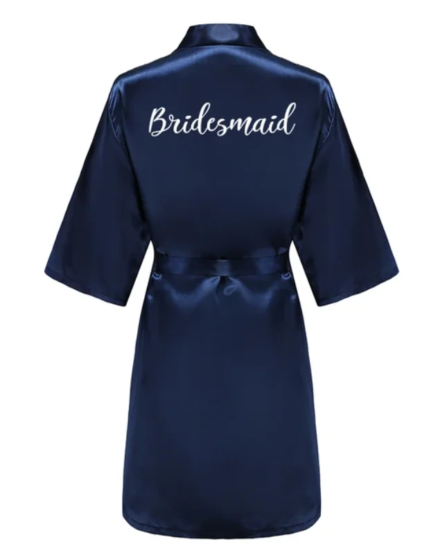 Satynowy szlafrok ślubny plus size kimono dla druhny i panny młodej Ciemnoszary