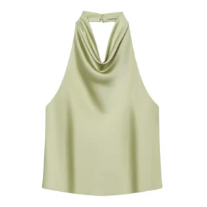 Satynowy top halter bez ramiączek — zmysłowa elegancja Dl