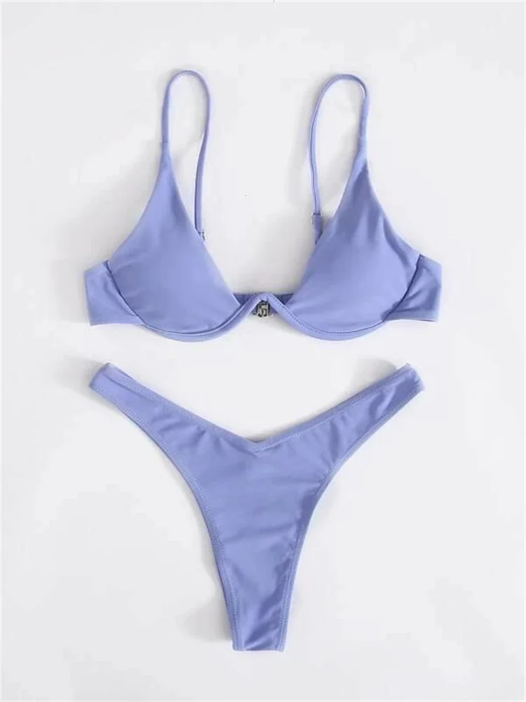 Seksowny strój kąpielowy z fiszbinami push up stringi haler Fluoresceyna