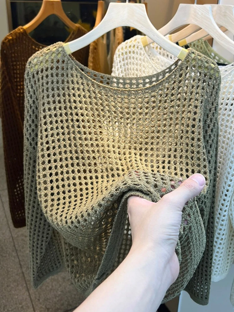 Siatkowy sweter damski Harajuku z długim rękawem Kolba