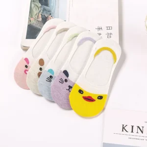 Skarpetki damskie kawaii ze zwierzątkami – 5 par Zielony