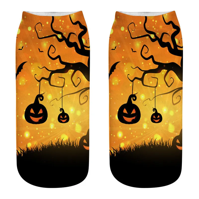 Skarpetki na Halloween z motywem dyni i czarnego kota Brązowy