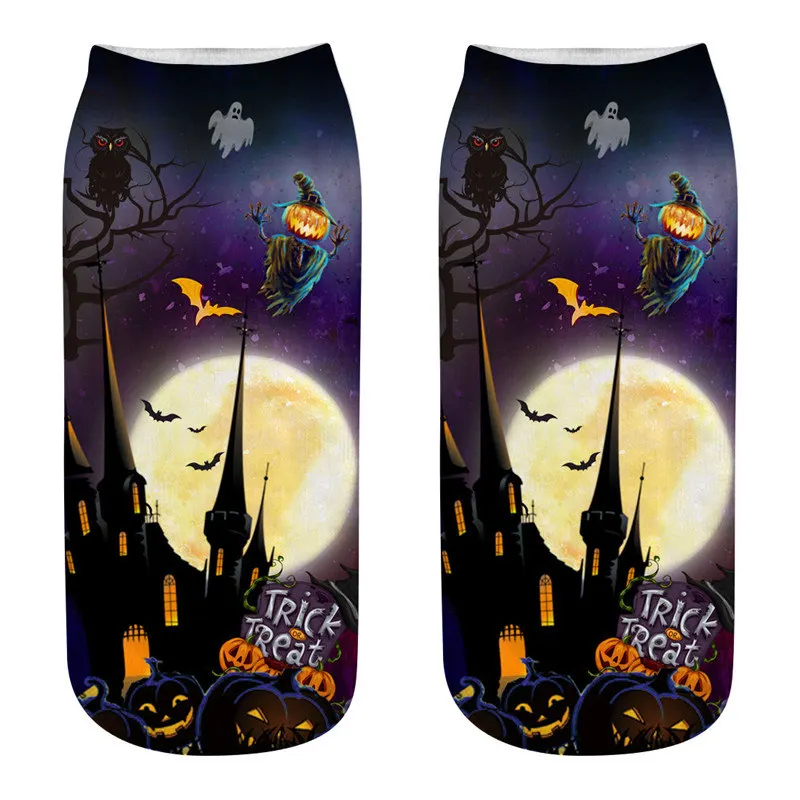 Skarpetki na Halloween z motywem dyni i czarnego kota Czarny