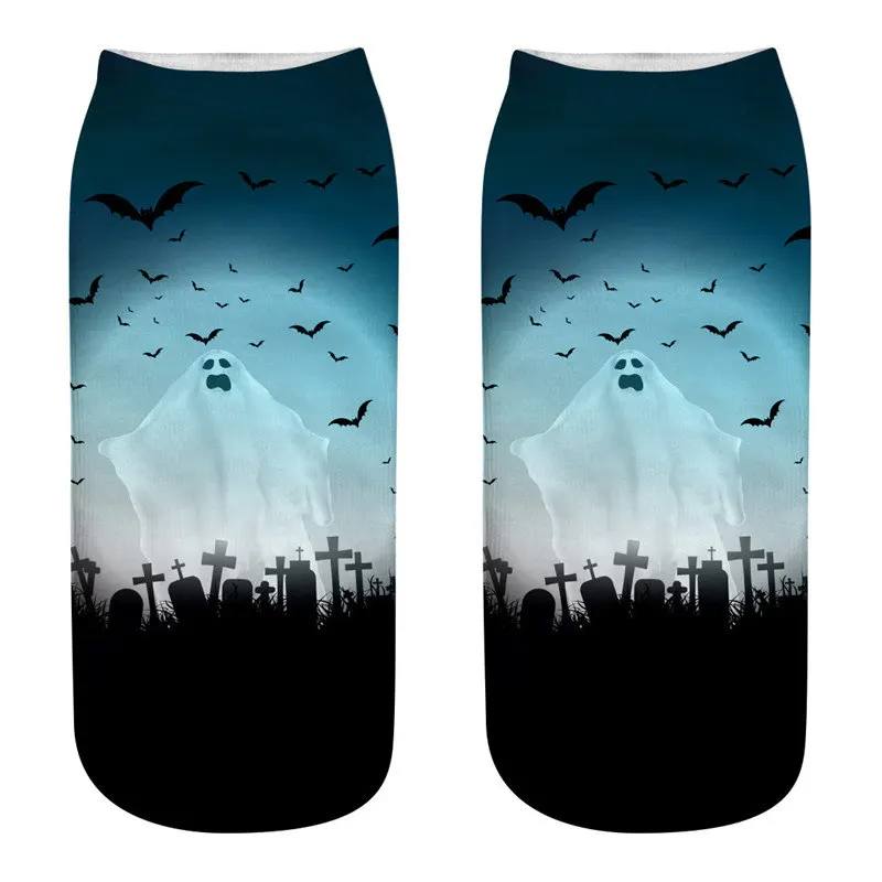 Skarpetki na Halloween z motywem dyni i czarnego kota Zielony