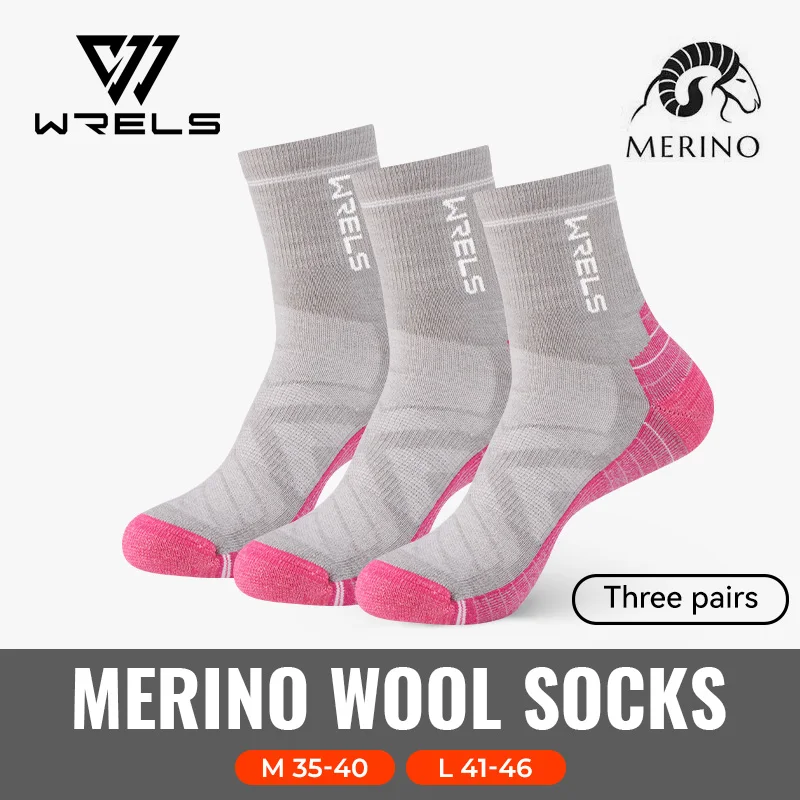 Skarpetki z wełny merino damskie termiczne zimowe WRELS Biały