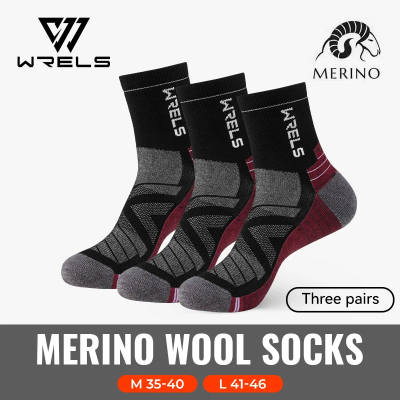 Skarpetki z wełny merino damskie termiczne zimowe WRELS Ciemnoszary