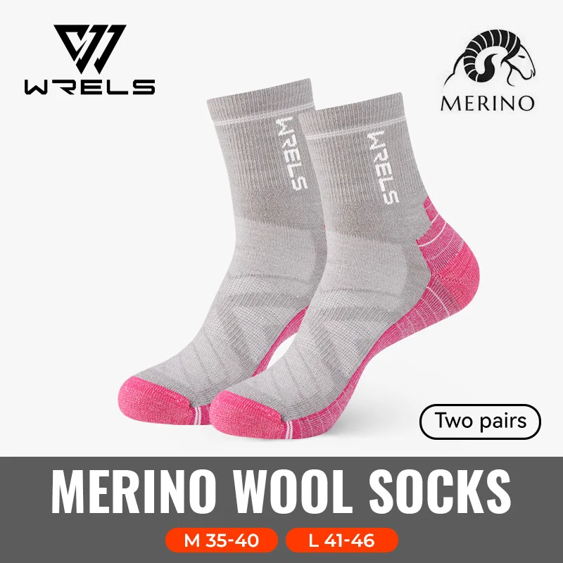Skarpetki z wełny merino damskie termiczne zimowe WRELS Neon