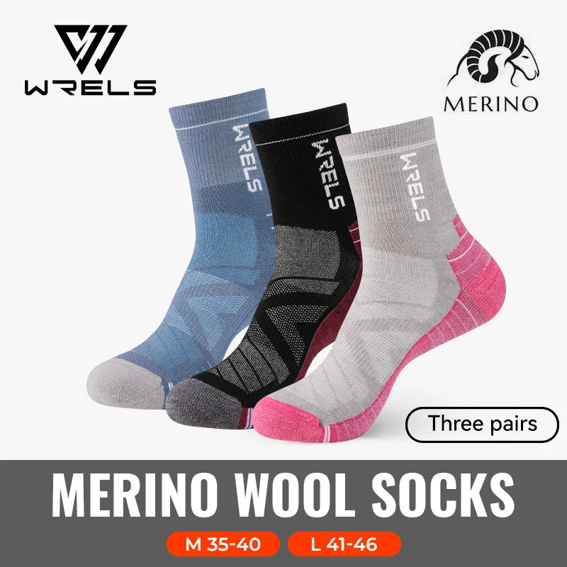 Skarpetki z wełny merino damskie termiczne zimowe WRELS Szary