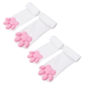 Wysokie skarpety za kolano z kocimi łapkami 3D Kawaii Pomarańczowy