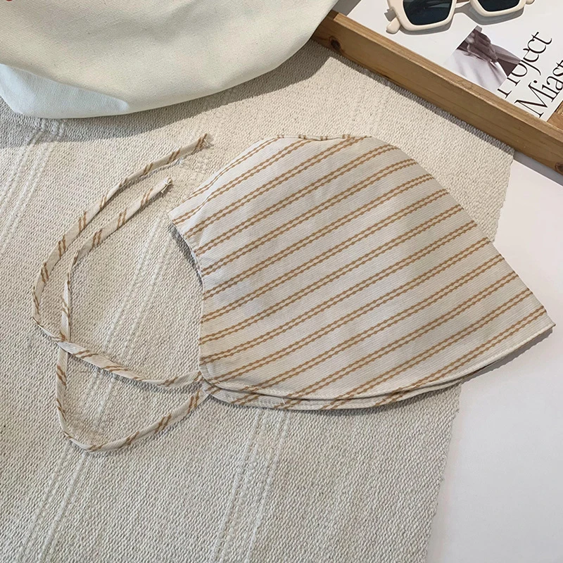 Składany kapelusz bucket w paski Khaki