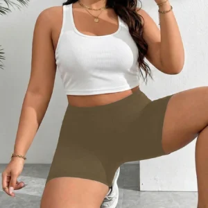 Spodenki rowerowe plus size do jogi i fitnessu odporne na przysiady Brązowy