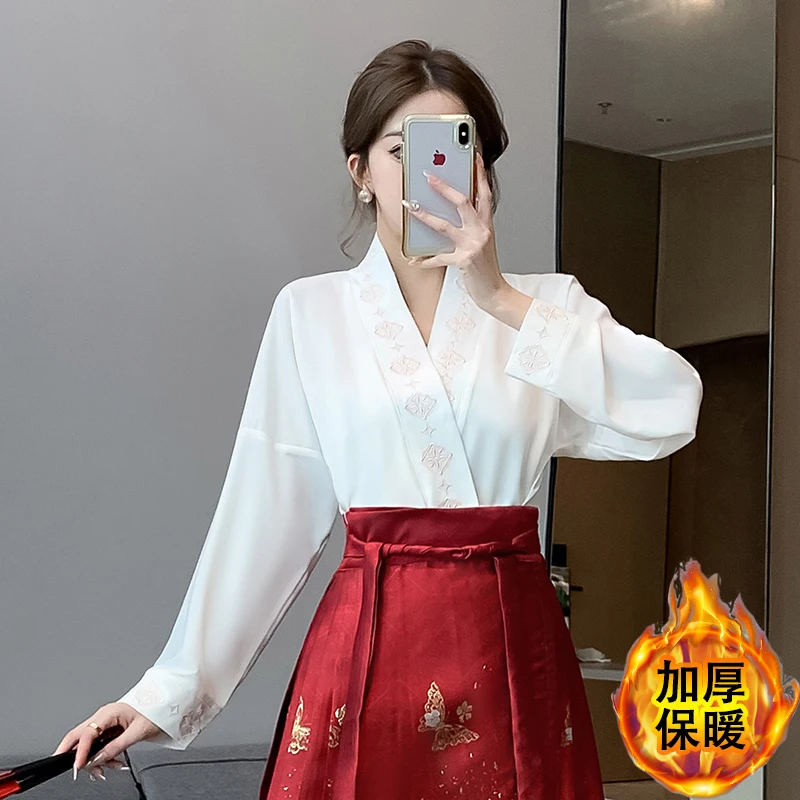 Spódnica Hanfu midi z wysokim stanem w stylu chińskim Ciemnoszary