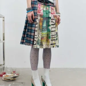 Spódnica midi tie dye w stylu harajuku Zielony