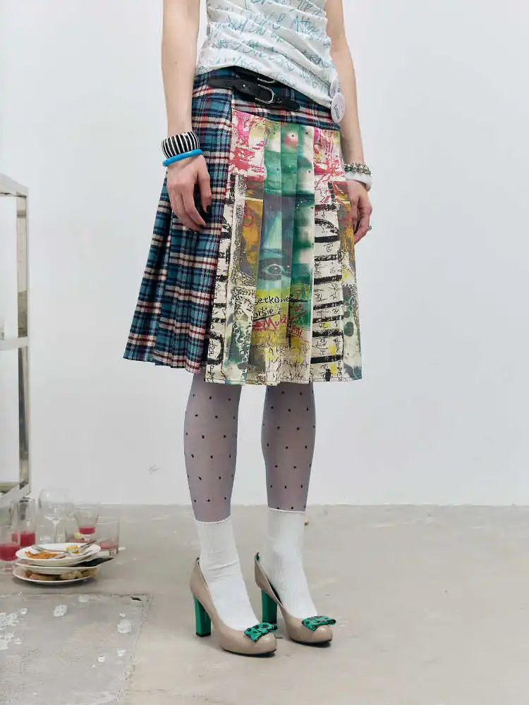 Spódnica midi tie dye w stylu harajuku Zielony