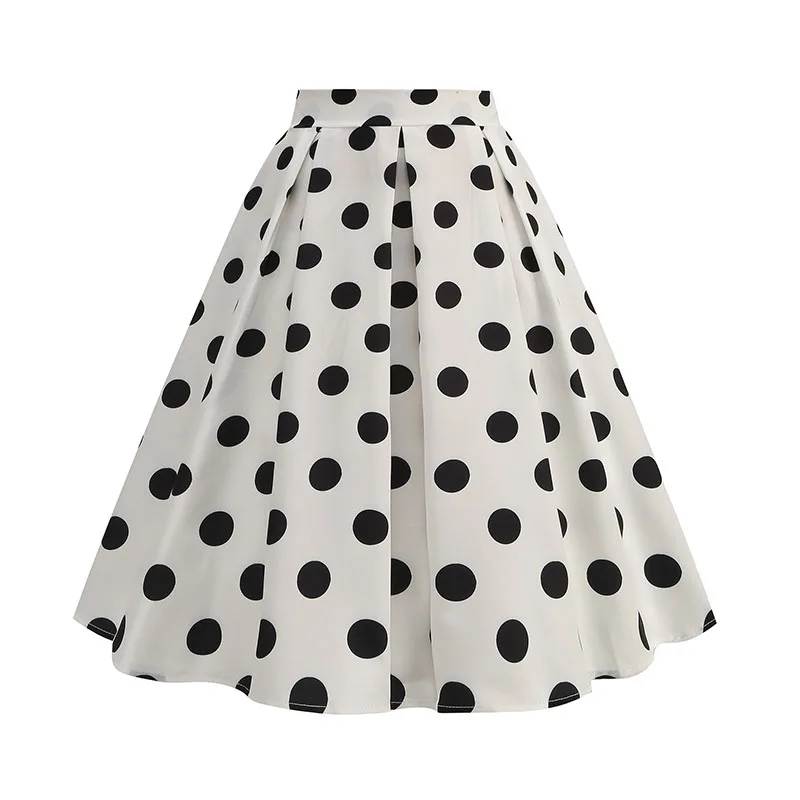 Spódnica w groszki midi vintage lata 50. – elegancka i ponadczasowa Biały