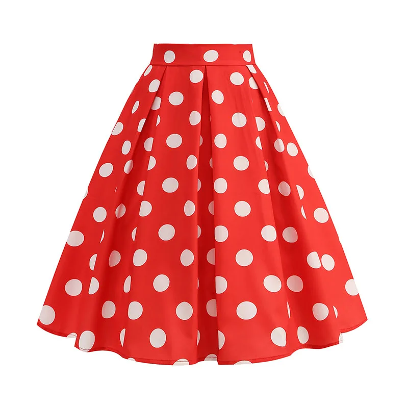 Spódnica w groszki midi vintage lata 50. – elegancka i ponadczasowa Czerwony