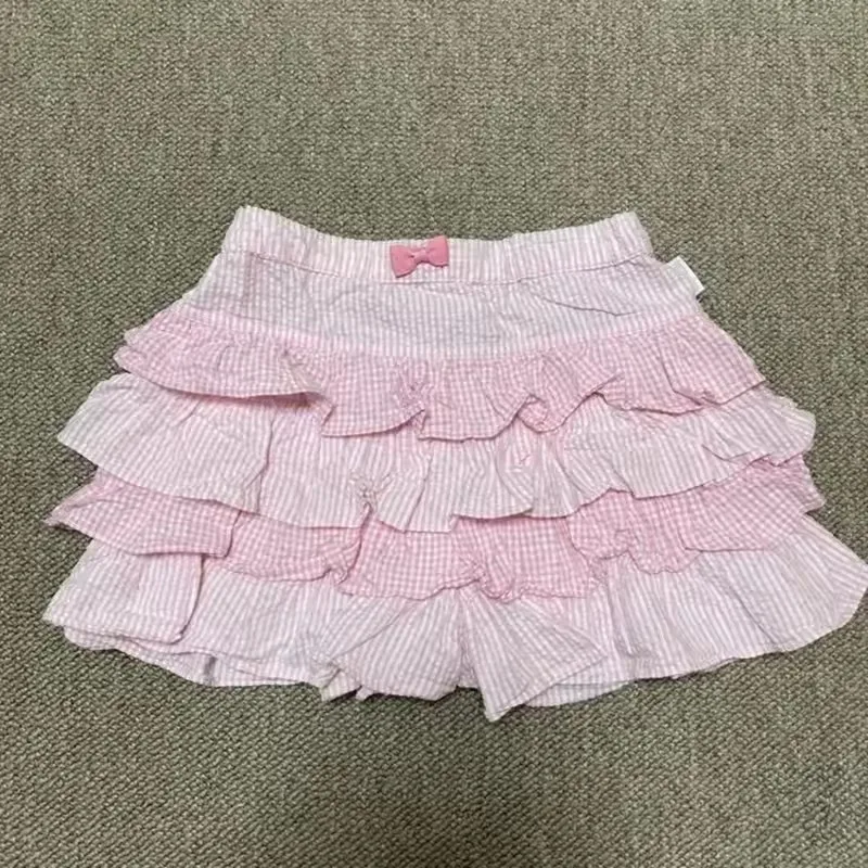 Spódniczka mini w kropki streetwear Y2K Harajuku Beżowy