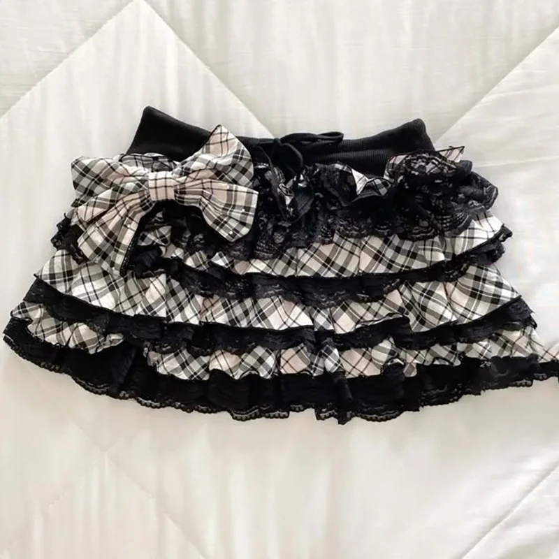 Spódniczka mini w kropki streetwear Y2K Harajuku Róża czerwona