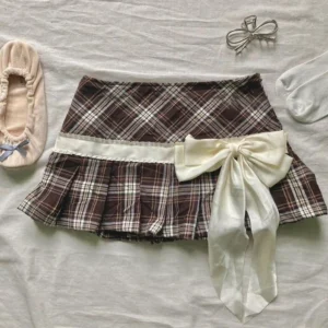 Spódniczka mini w kropki streetwear Y2K Harajuku Szary