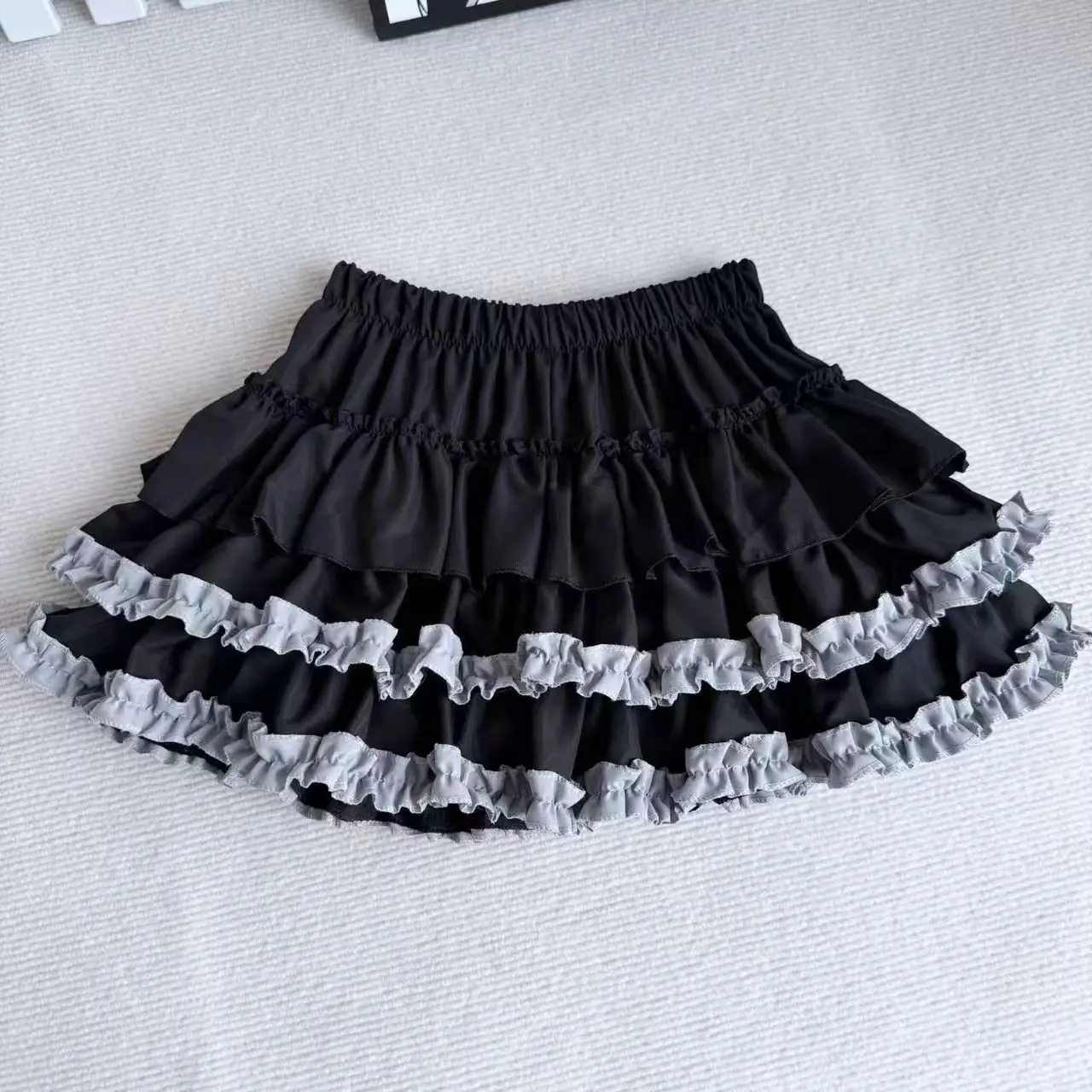 Spódniczka mini lolita koronkowa puchata A-line Y2K Beżowy