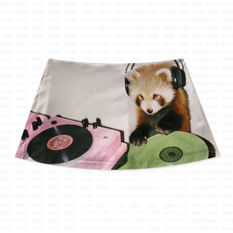 Spódniczka mini Y2K z koronką i wzorem panda żółty