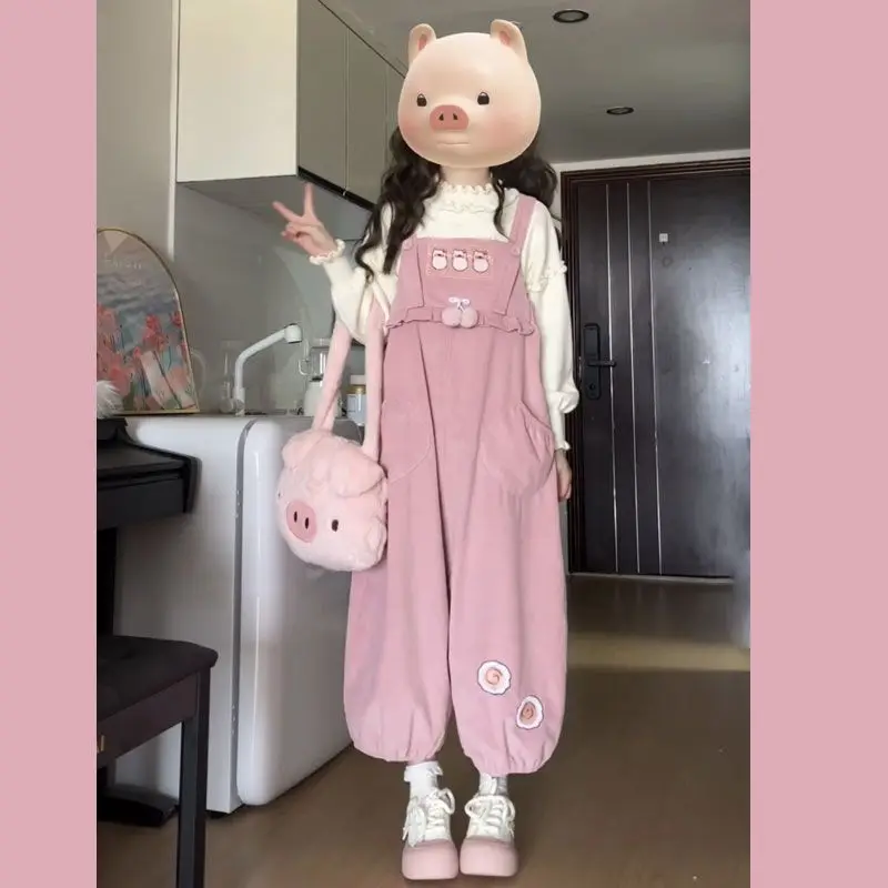 Spodnie cargo damskie z kokardą w stylu harajuku Beżowy