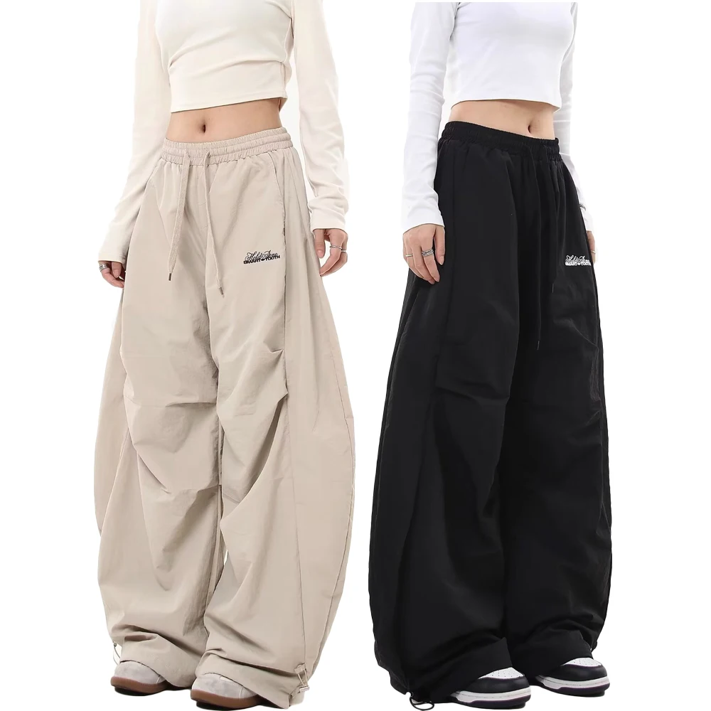 Spodnie cargo Y2K oversize szeroka nogawka damskie Brązowy