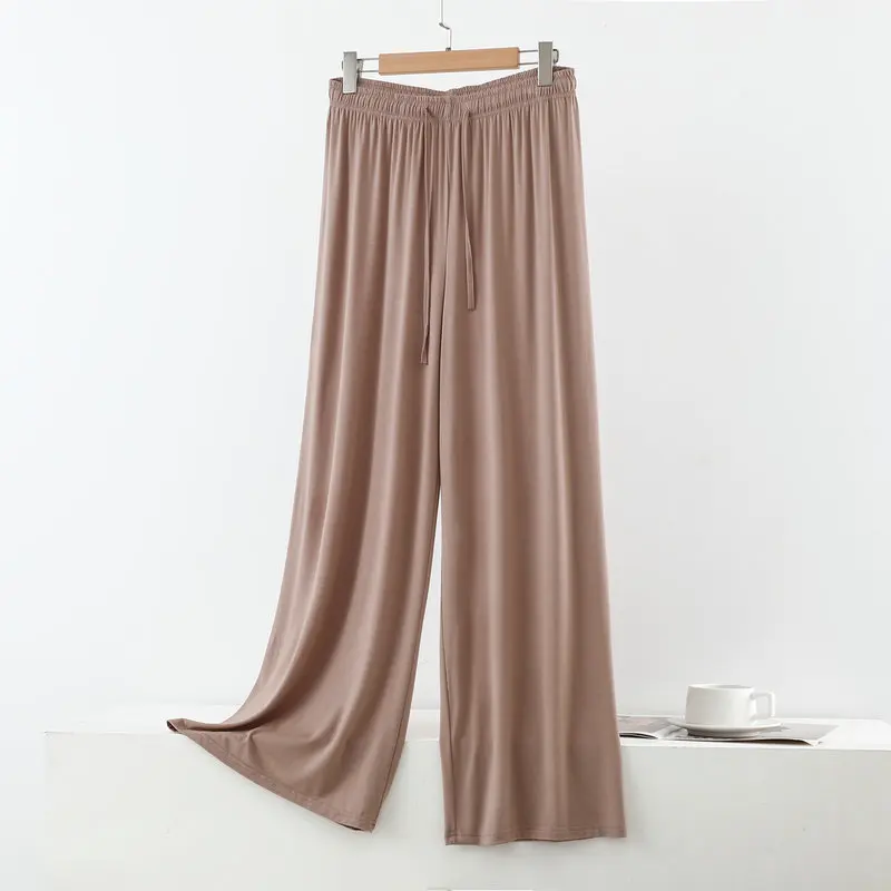 Spodnie do spania z modalu z szerokimi nogawkami plus size Armijna zieleń
