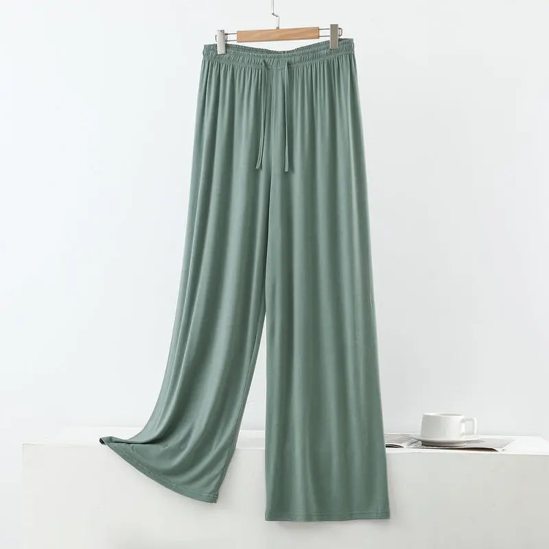 Spodnie do spania z modalu z szerokimi nogawkami plus size Błękitny