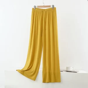 Spodnie do spania z modalu z szerokimi nogawkami plus size Brązowy
