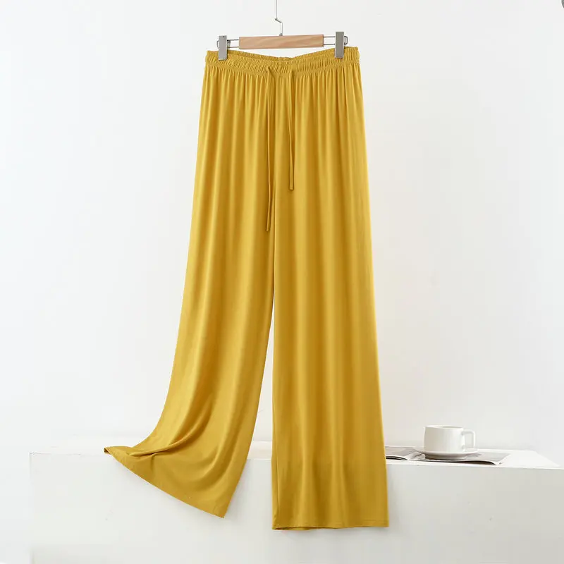 Spodnie do spania z modalu z szerokimi nogawkami plus size Brązowy
