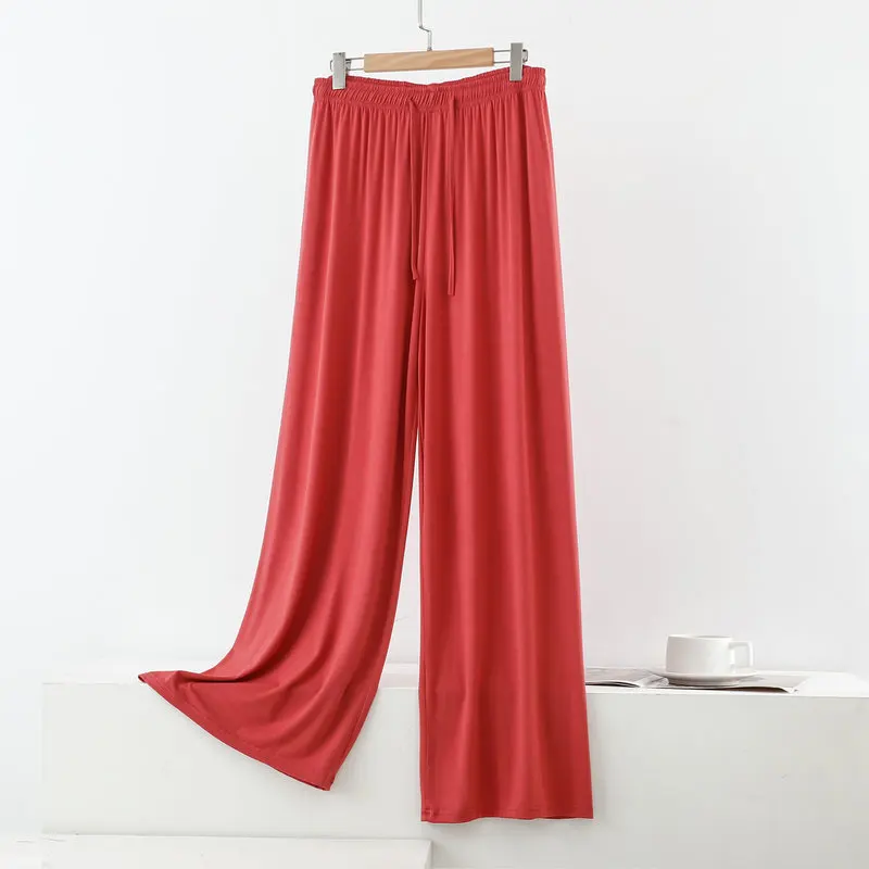 Spodnie do spania z modalu z szerokimi nogawkami plus size Szary