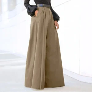 Spódnicospodnie palazzo z wysokim stanem plus size Khaki